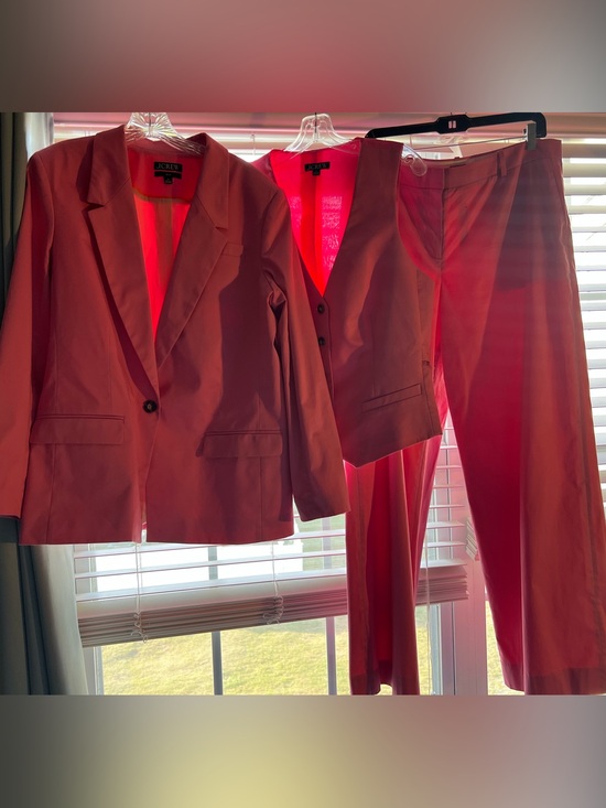 J. Crew Pants - J. Crew Re-Imagines Pink 3-Piece Suit: Blazer Vest & Trousers Pants Cotton 16 XL